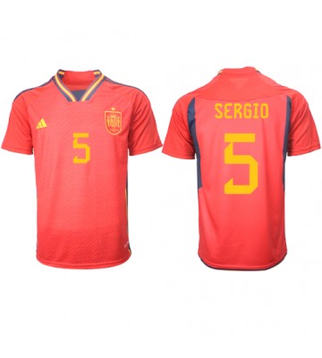 Lacne Muži Futbalové dres Španielsko Sergio Busquets #5 MS 2022 Krátky Rukáv - Domáci